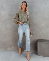 Lookout Button Down Crop Blouse Oshnow