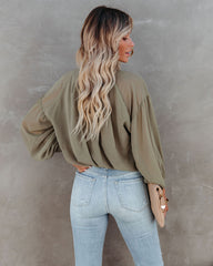 Lookout Button Down Crop Blouse Oshnow