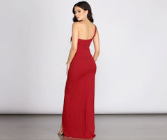 Lorena One Shoulder Crepe Dress Oshnow