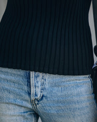 Loretta Ribbed Knit Crop Top - Black Oshnow