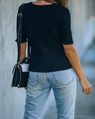 Loretta Ribbed Knit Crop Top - Black Oshnow