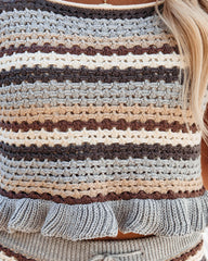 Lorie Cotton Crochet Crop Top - Grey Mocha Oshnow
