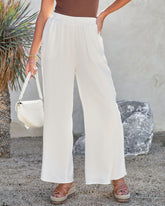 Louise Pocketed Wide Leg Pants - Off White Oshnow