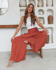 Lounge Life Smocked Pocketed Pants - Terracotta Oshnow