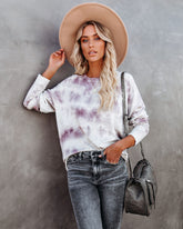 Love Song Tie Dye Soft Knit Pullover - Lavender Grey Oshnow