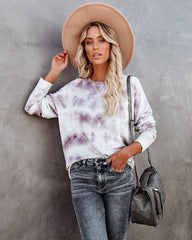 Love Song Tie Dye Soft Knit Pullover - Lavender Grey Oshnow