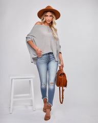 Lovell Boat Neck Thermal Knit Top - Grey Oshnow