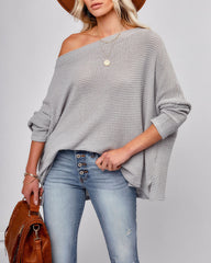 Lovell Boat Neck Thermal Knit Top - Grey Oshnow