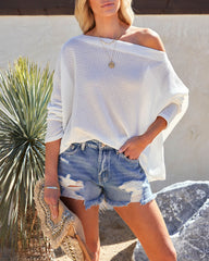 Lovell Boat Neck Thermal Knit Top - Marshmallow Oshnow