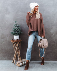 Lovell Boat Neck Thermal Knit Top - Wood Oshnow