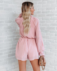 Lovelle Lace Plisse Romper - Dusty Pink Oshnow