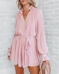 Lovelle Lace Plisse Romper - Dusty Pink Oshnow