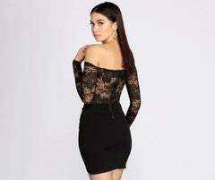 Lovely Look Lace Off Shoulder Mini Dress Oshnow