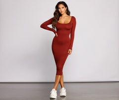 Lovin' Knit Basic Midi Dress Oshnow
