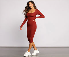 Lovin' Knit Basic Midi Dress Oshnow