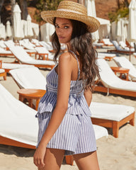 Lucas Cotton Blend Striped Crop Babydoll Tank Oshnow