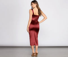 Lucia Side Slit Satin Dress Oshnow