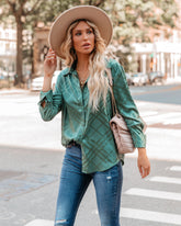 Lynn Satin Button Down Blouse - Jade Oshnow