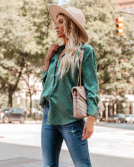 Lynn Satin Button Down Blouse - Jade Oshnow