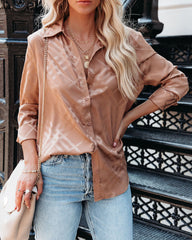 Lynn Satin Button Down Blouse - Light Mocha Oshnow