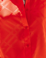 Lynn Satin Button Down Blouse - Red Oshnow