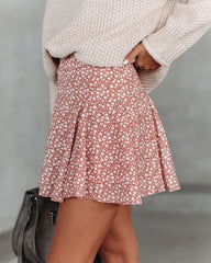 Mabry Floral Ruffle Mini Skort - Tan Oshnow