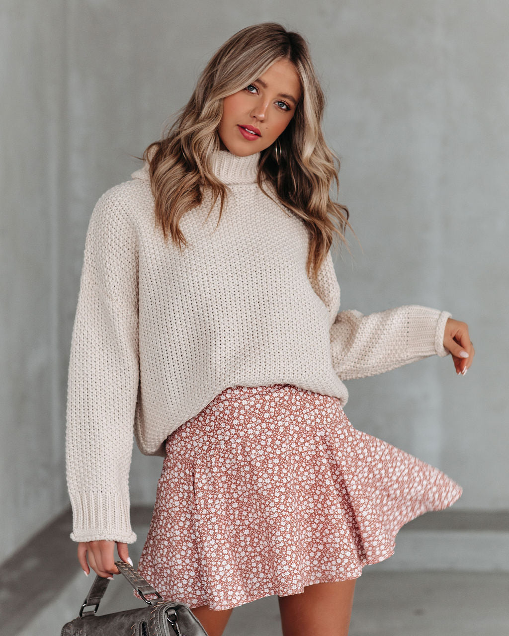 Mabry Floral Ruffle Mini Skort - Tan Oshnow