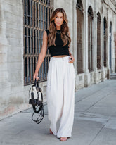 Madrigal Pocketed Wide Leg Pants - Cream Oshnow