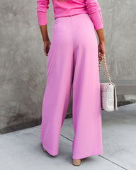 Madrigal Pocketed Wide Leg Pants - Pink Oshnow