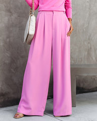 Madrigal Pocketed Wide Leg Pants - Pink Oshnow
