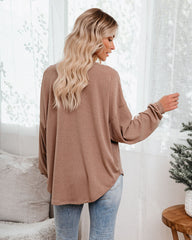 Maggie Relaxed Knit Henley Top - Mocha Oshnow