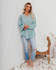 Maggie Relaxed Knit Henley Top - Sage Oshnow