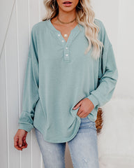 Maggie Relaxed Knit Henley Top - Sage Oshnow