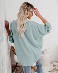 Maggie Relaxed Knit Henley Top - Sage Oshnow