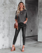 Magnolia Cotton Blend Pocket Tee - Charcoal Oshnow