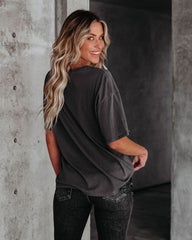 Magnolia Cotton Blend Pocket Tee - Charcoal Oshnow
