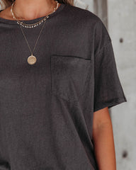 Magnolia Cotton Blend Pocket Tee - Charcoal Oshnow