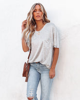 Magnolia Cotton Blend Pocket Tee - Heather Grey Oshnow