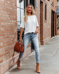 Magnolia Cotton Blend Pocket Tee - White Oshnow