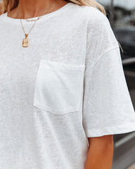 Magnolia Cotton Blend Pocket Tee - White Oshnow