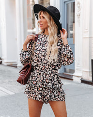 Maize Printed Shimmer Ruffle Romper Oshnow