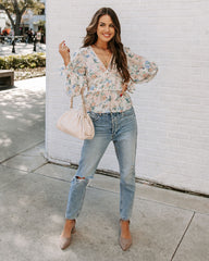 Malaia Floral Crochet Peplum Top - Ivory Multi