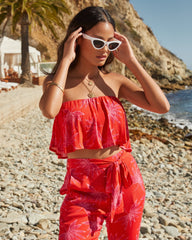 Maldives Floral Strapless Crop Top Oshnow