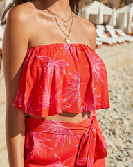 Maldives Floral Strapless Crop Top Oshnow