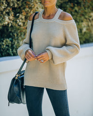 Malia Cold Shoulder Knit Sweater - Sand Oshnow