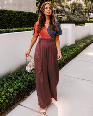 Malina Satin Polka Dot Colorblock Jumpsuit Oshnow