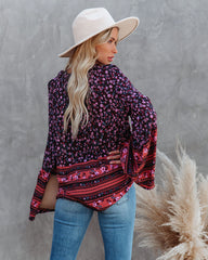 Maloney Printed Tassel Top - Chocolate Oshnow