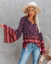 Maloney Printed Tassel Top - Chocolate Oshnow