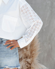 Malta Cotton Eyelet Button Down Top Oshnow