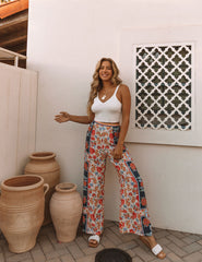 Marcelina Printed High Rise Palazzo Pants - Navy Oshnow